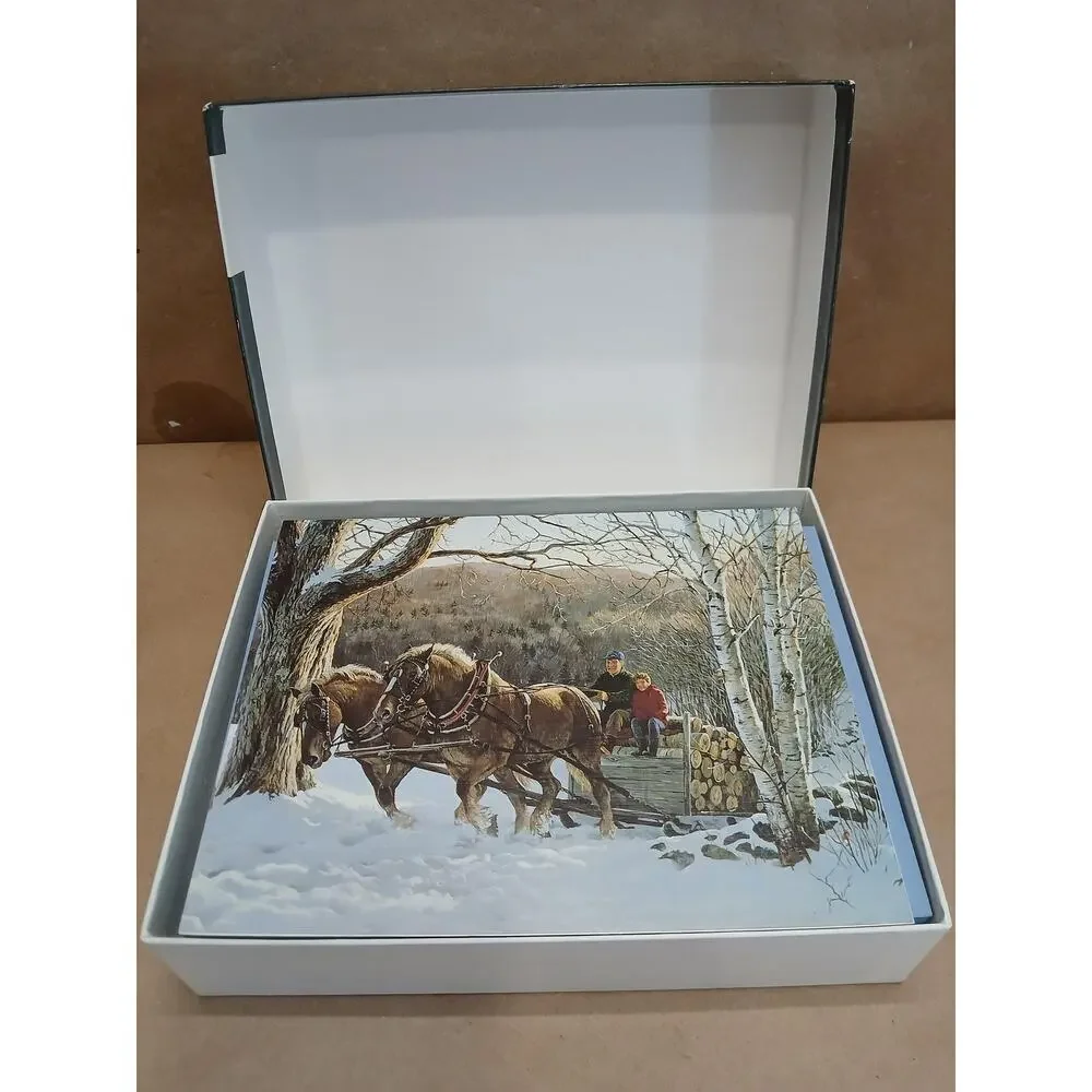 Vintage Bookmark Christmas Cards Persis Clayton Weirs Horses Snow Winter 21 Pack